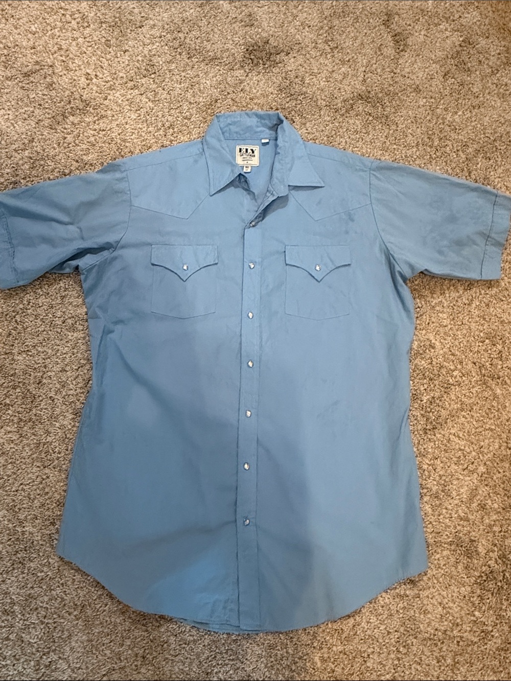 Ely Cattleman Light Blue Short Sleeve Western Shirt